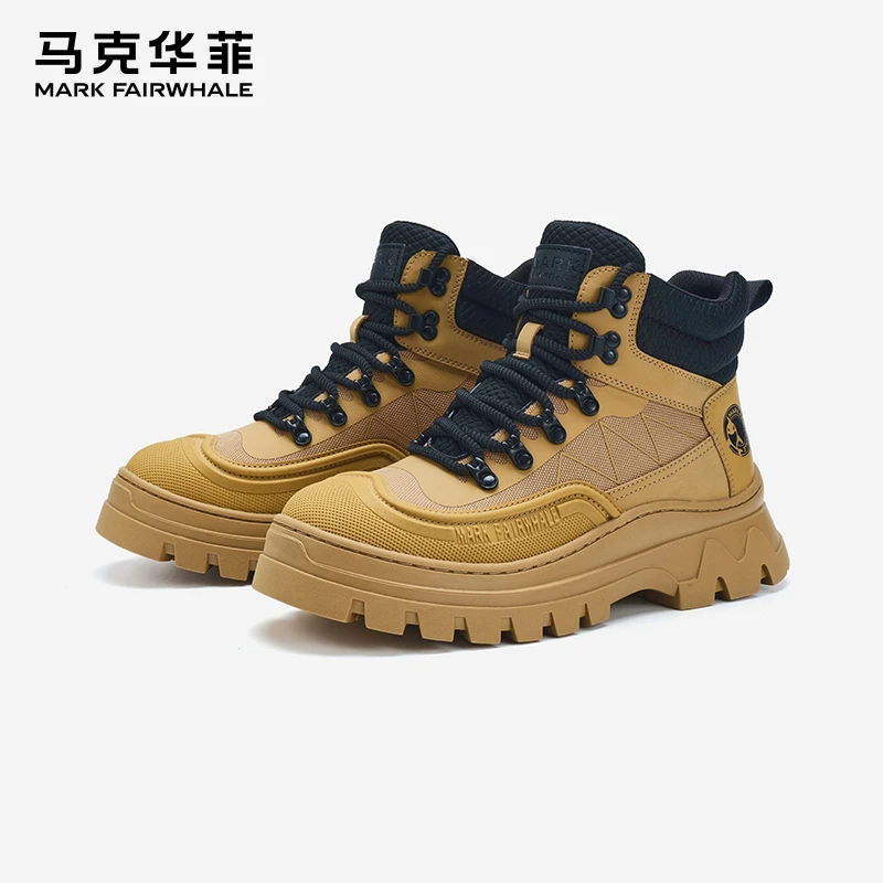 马克华菲男鞋2025秋季大黄靴马丁靴男款靴子男户外防滑百搭工装靴