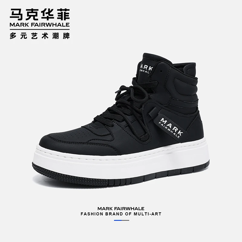 马克华菲男鞋2024新款厚底运动鞋高帮潮流鞋子秋冬增高休闲板鞋男