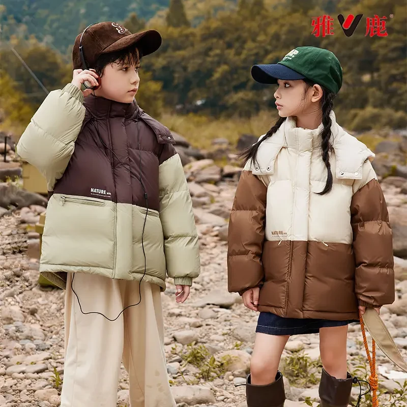 雅鹿2023新款儿童外套加厚保暖中大童羽绒服亲子Y2R06X09600