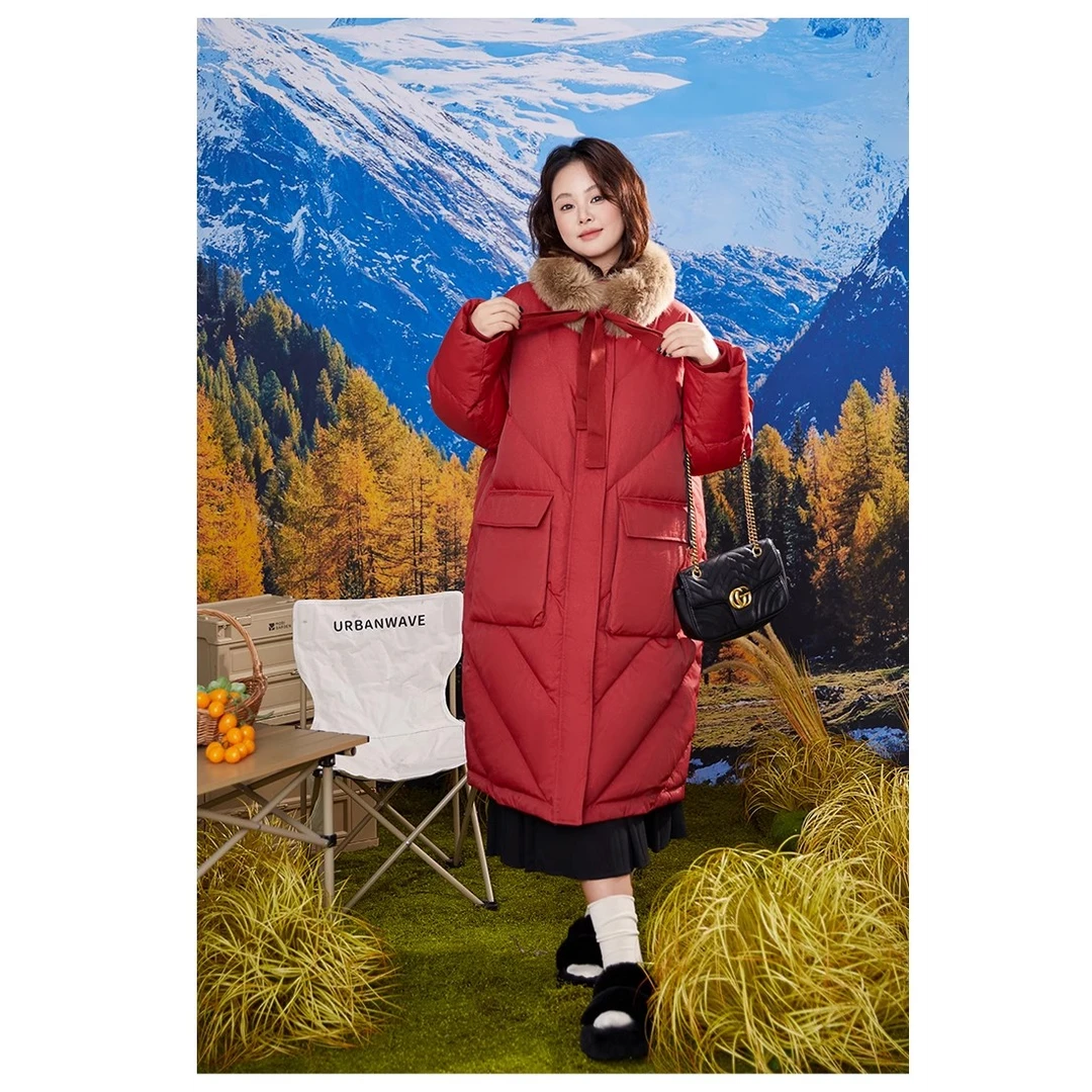 《清冬-冬日可爱》红色黑色中长款羽绒服外套 YF 3872