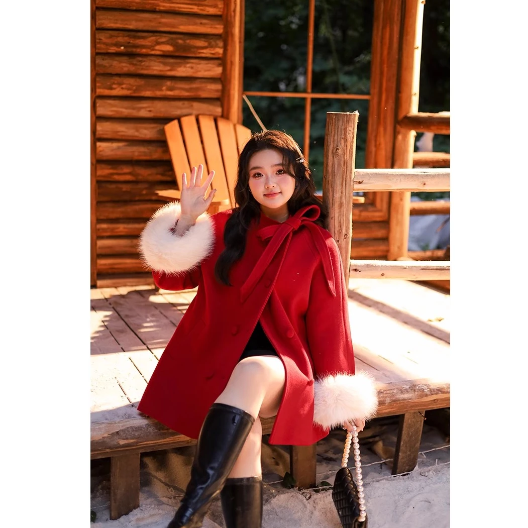 《橘红色的秋天》运补-6-冬季氛围显瘦穿搭千金风夹棉外套 2791