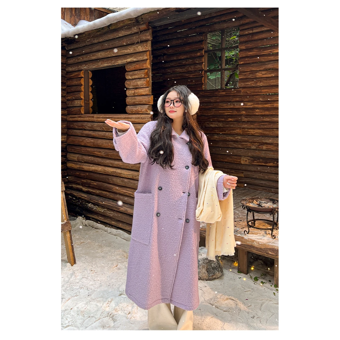 【冬季新品】保暖正肩气质毛呢大衣中长外套2443