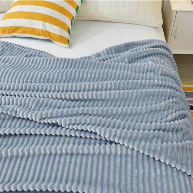 抽条毛毯法兰绒空调毯午睡毯透气加绒床单珊瑚绒盖被午休毯奶绒毯