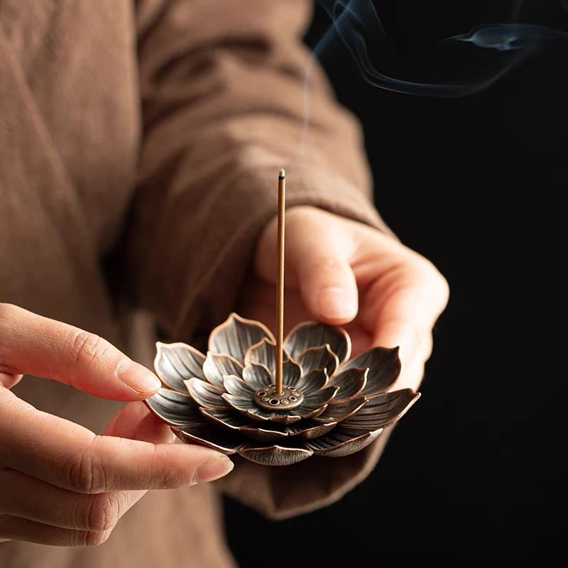 东旺尚品茶器创意室内莲花香茶道多孔檀线香炉家用香座托AC015