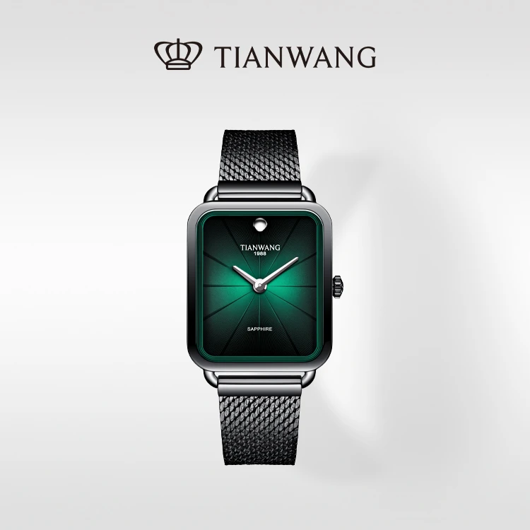 天王表随行系列中性手表商场同款休闲通勤国表石英绿盘钢带