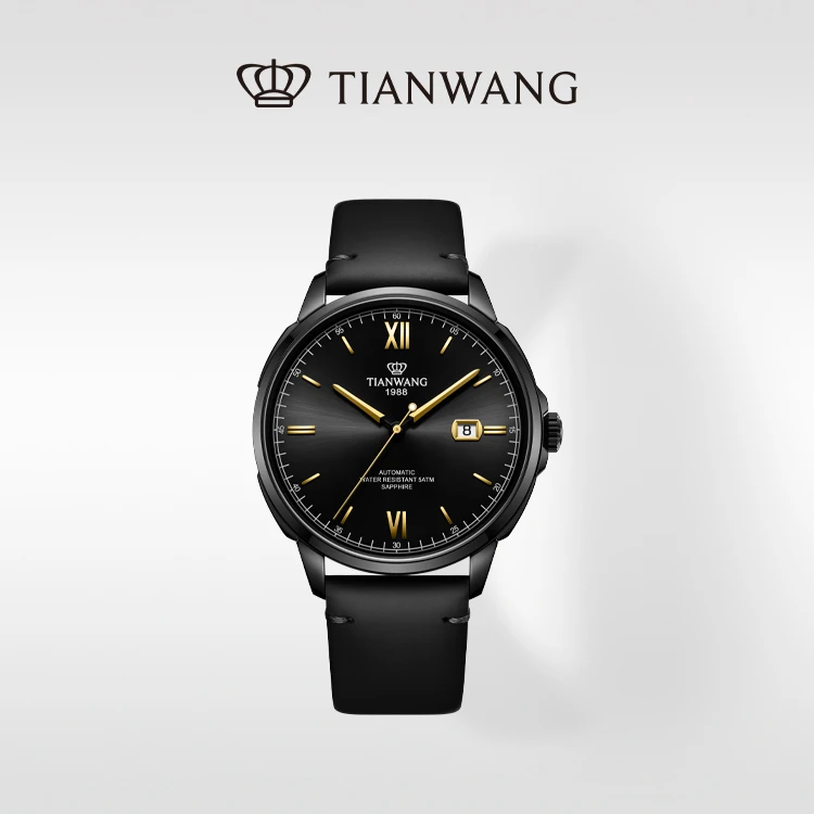 天王表蓝图系列男士手表商场同款时尚自动机械国表黑曜金皮带