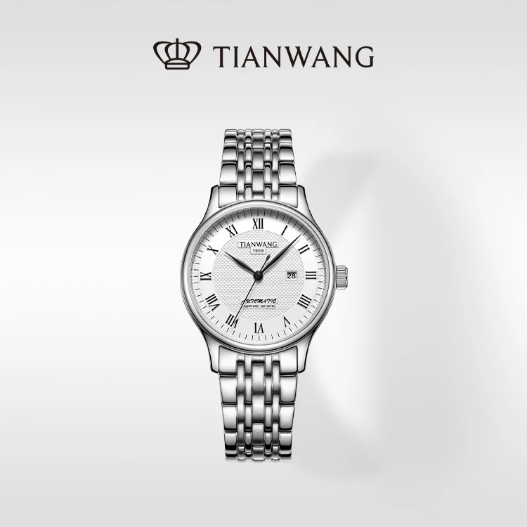 天王表歆动系列腕表女士手表正品商务休闲自动机械国表白盘钢带
