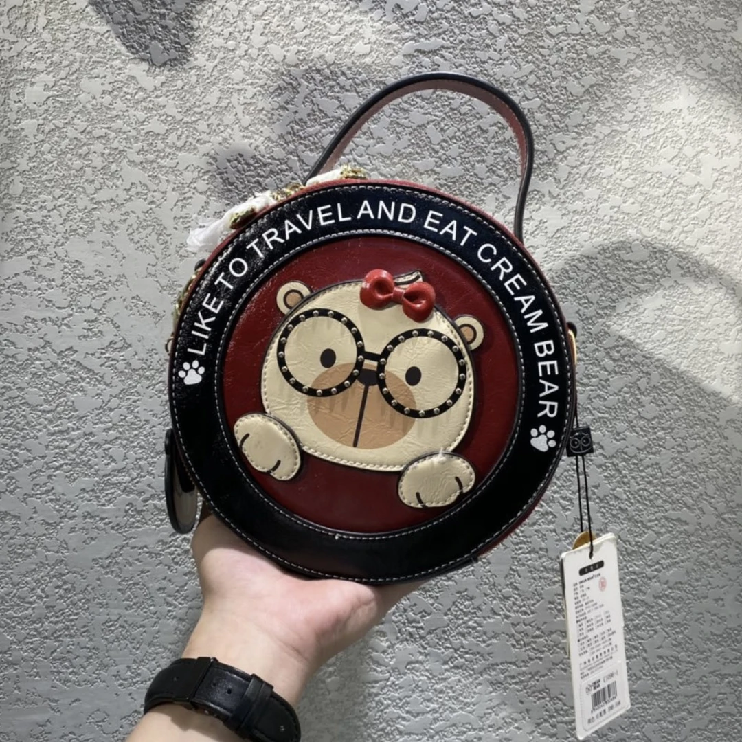 小田姐姐【CREAM BEAR/奶油熊】经典轮胎包手提圆包斜挎包1096-1红