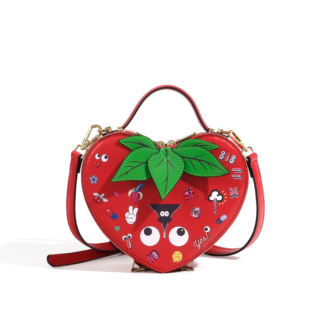 小田姐姐【EYE THEME】大眼睛草莓斜挎包包2639红色
