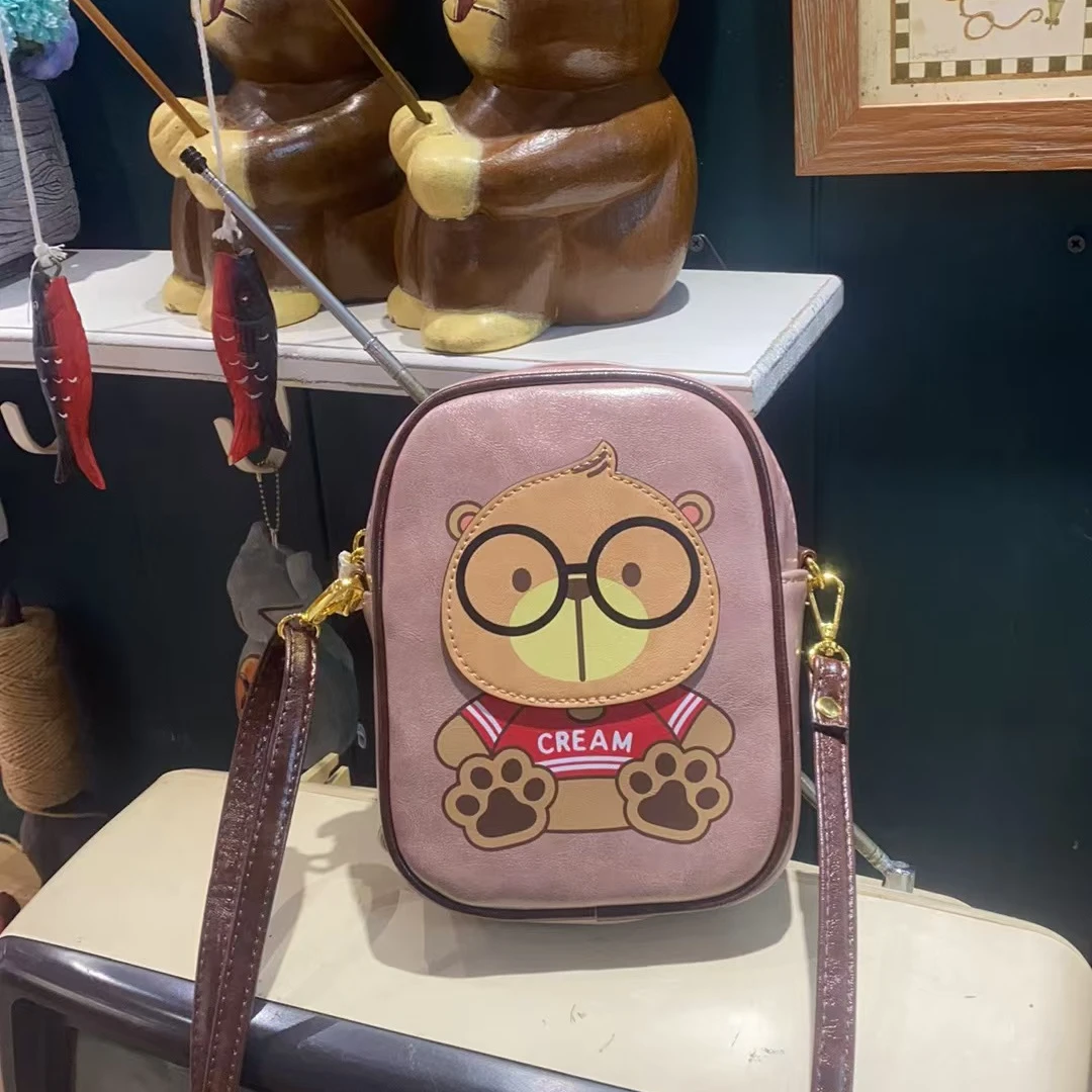 小田姐姐【CREAM BEAR/奶油熊】秋冬款时尚斜挎手机包2016-2粉色