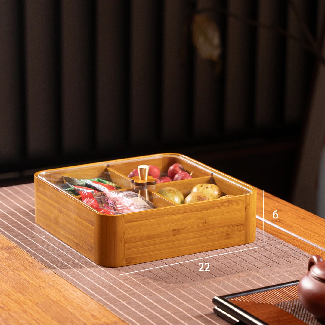 【四宫格】果篮楠竹竹制提篮外出野餐便携家用食盒收纳盒点心盒