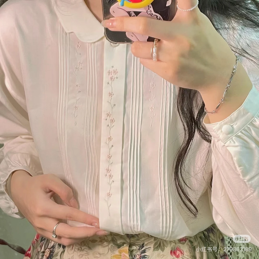 《小番薯复古屋》古着vintage复古刺绣衬衫连衣裙直播间链接！！