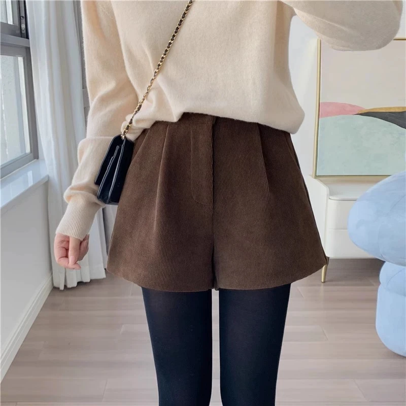 松紧腰遮胯显瘦宽松a字阔腿短裤显瘦高腰百搭休闲裤女ins外穿秋冬