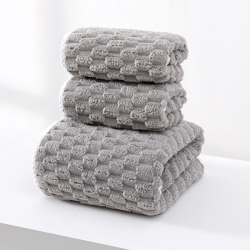 斜月三星毛巾金龟绒家用浴巾三件套柔软吸水加厚不易掉毛洗脸巾