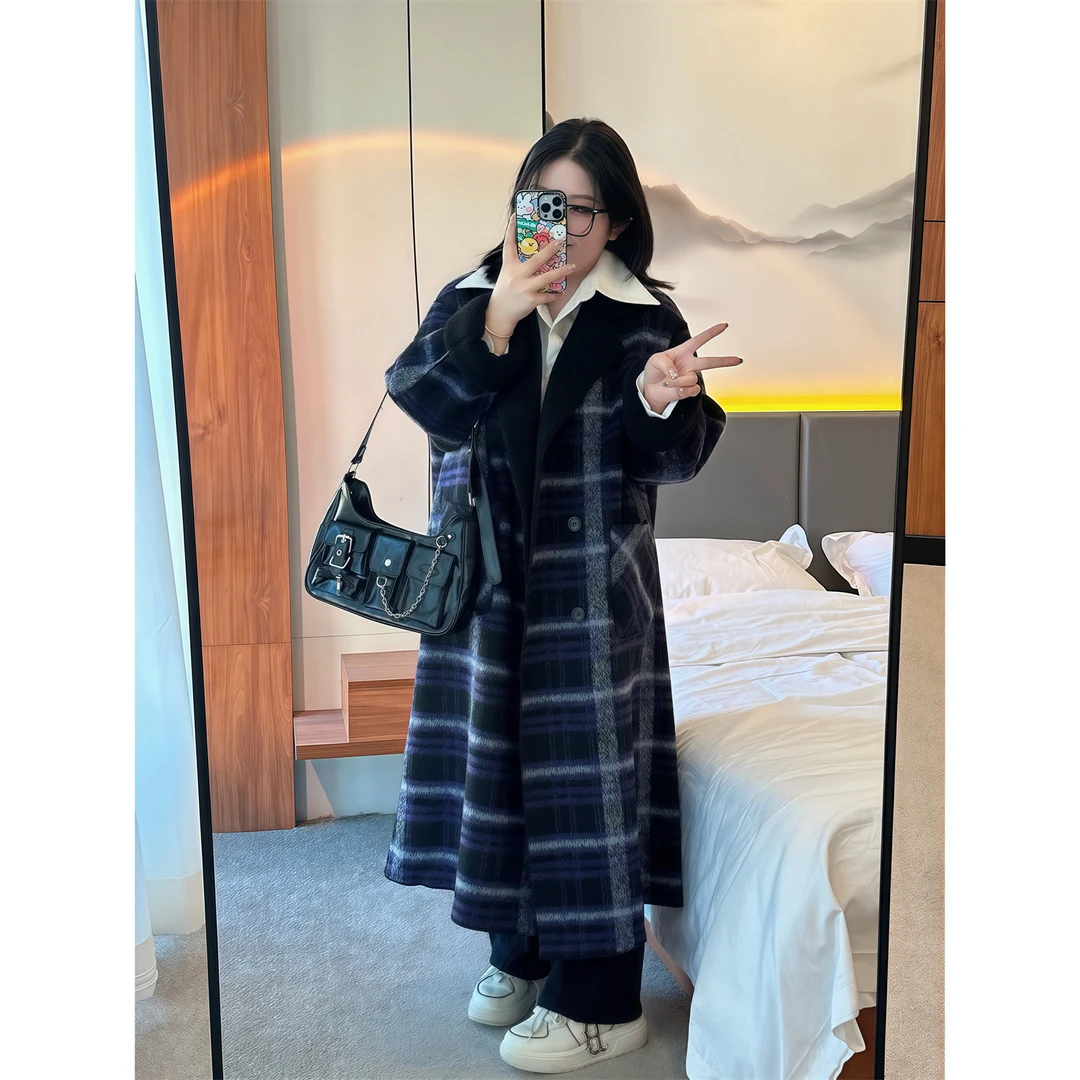 曼彻斯特 / 双面可穿设计师款毛呢外套12714花契200斤胖mm时尚