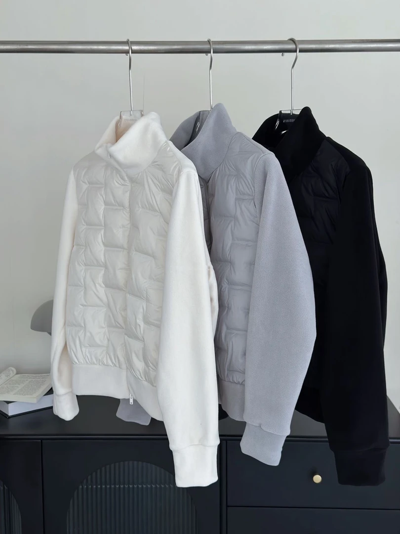 轻便轻羽绒拼接摇粒绒纯色加厚加绒保暖拉链外套女运动风上衣开衫