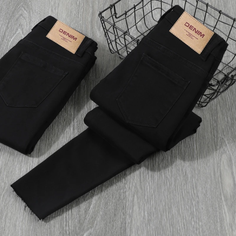 黑色牛仔裤女2025秋冬新款高腰显瘦弹力修身百搭小脚裤子时尚休闲