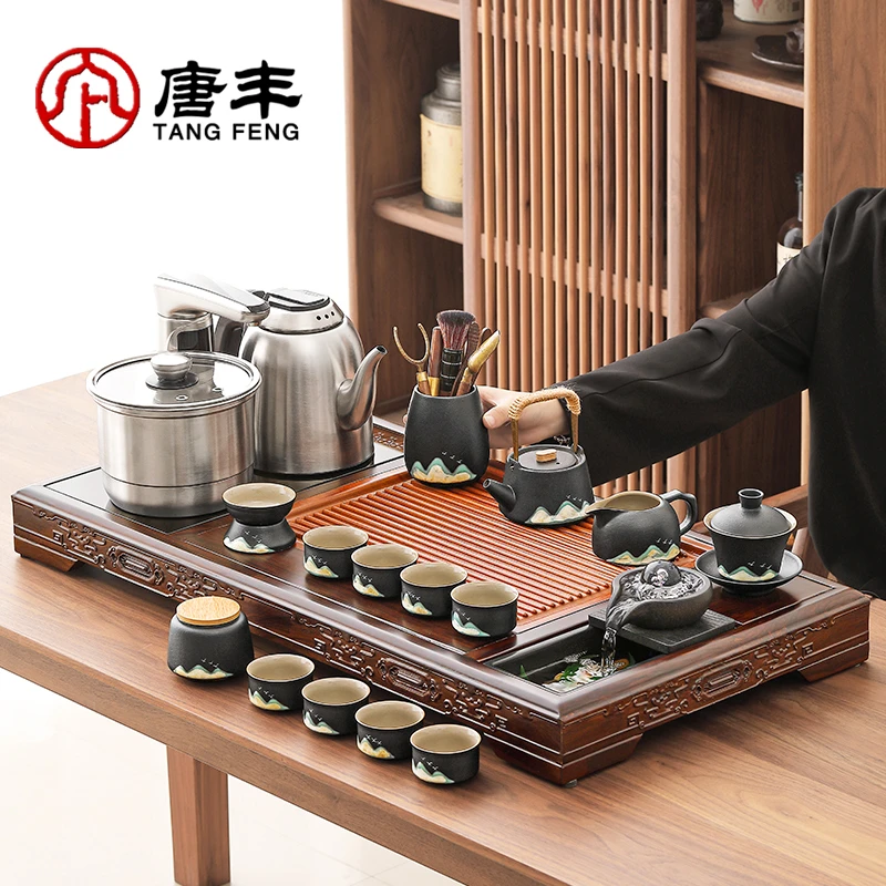 唐丰高端茶具茶盘一体套装家用烧水茶台泡茶壶茶杯茶具茶盘一整套