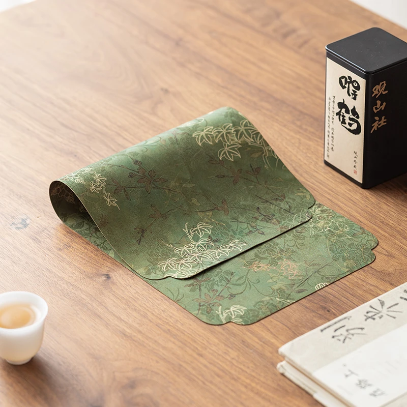 唐丰新中式双面古画干泡茶洗禅意防水茶巾茶杯垫干泡茶台桌旗布垫