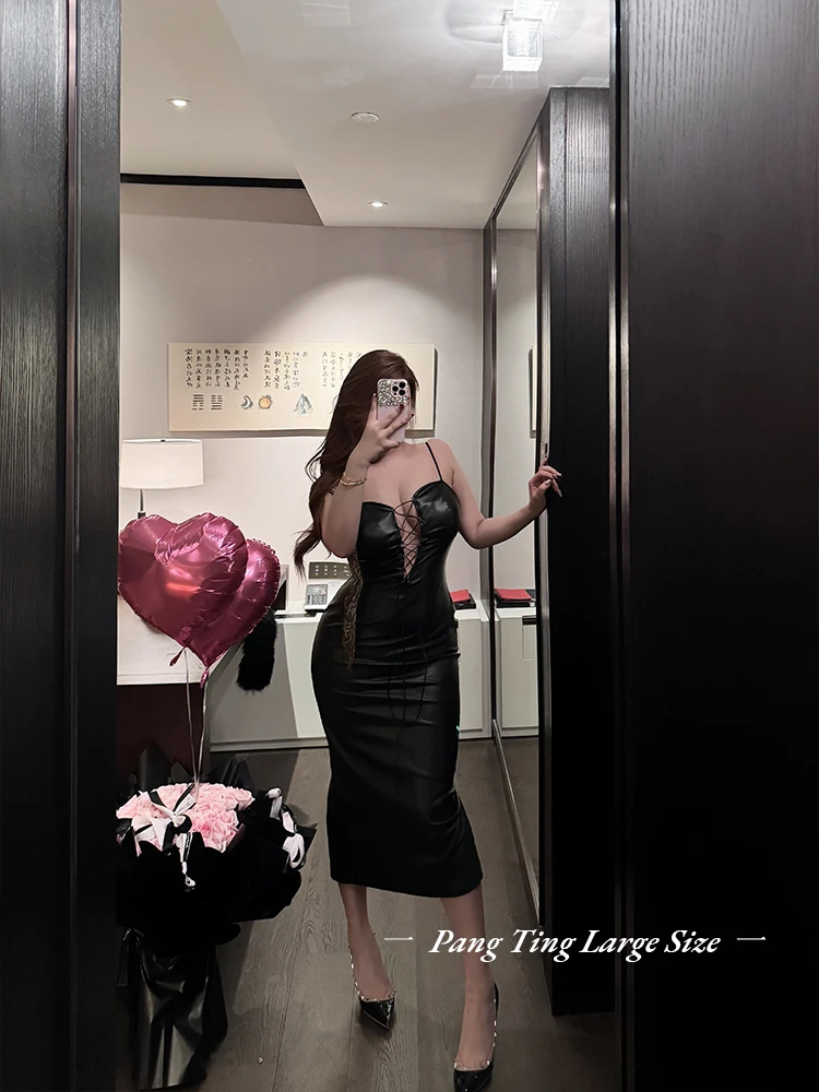 【现货】胖婷大码定制微胖mm「魅惑猫女」“烧门永存”性感辣妹连衣裙