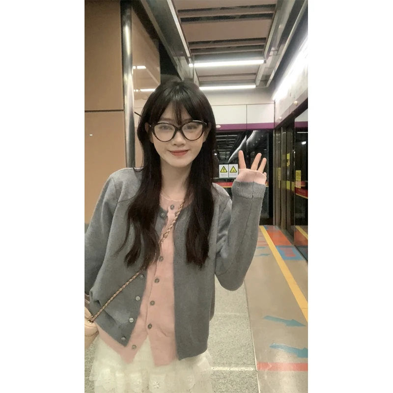 【陈仔】假两件针织衫 高级感撞色毛衣开衫百搭设计休闲上衣2024秋