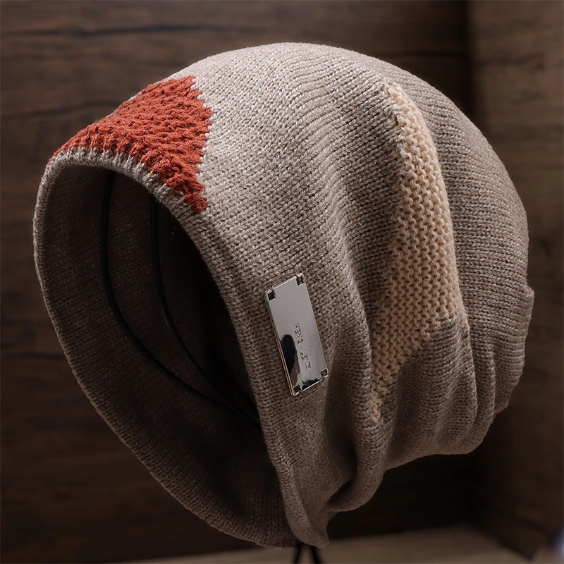 帽子男秋冬季加厚保暖包头毛线帽户外防寒针织帽女士洋气堆堆冷帽