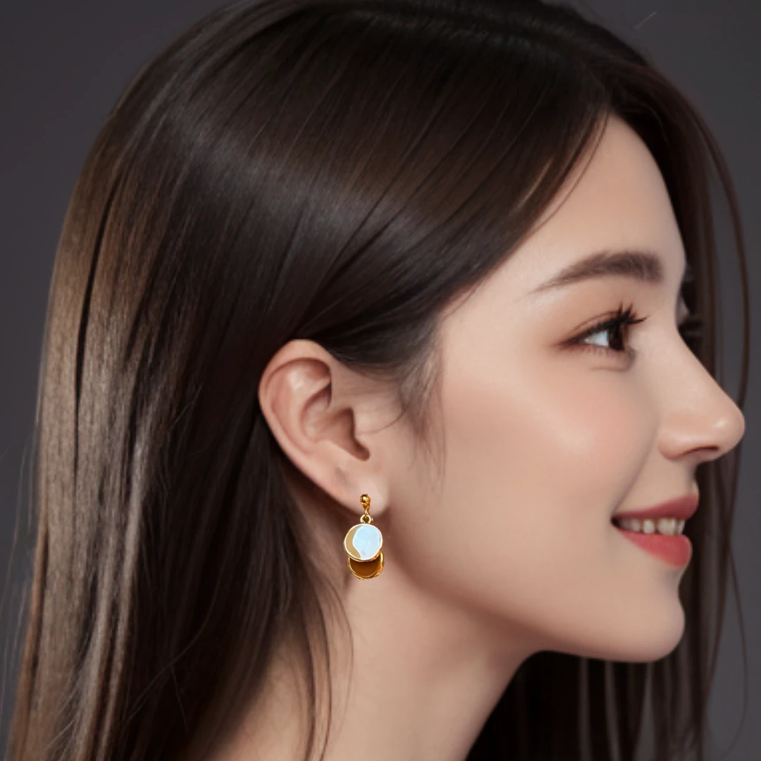 合金耳饰 美拉德圆片耳环气质轻奢法式小众女百搭素款时尚耳饰