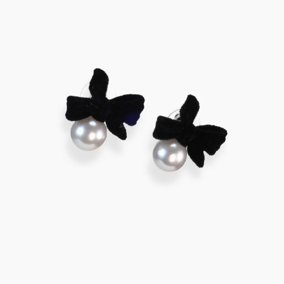 合金布艺耳饰 气质时尚 黑色甜美百搭小众设计感轻奢ins 简约精致