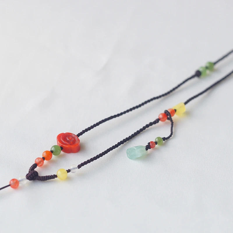 高档吊坠绳手工编织翡翠玉平安扣挂绳文玩珠宝项链绳民族风挂件绳