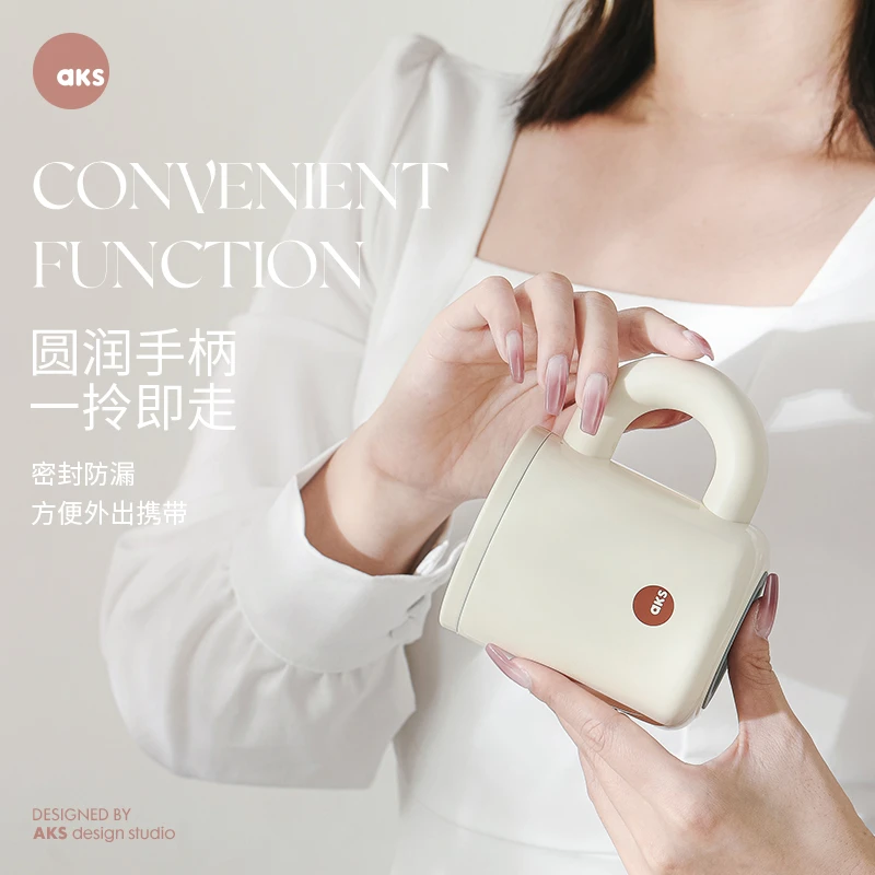 AKS可爱胖胖保温水杯带杯盖高颜值男女便携随身316不锈钢咖啡杯子