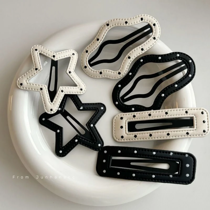 波点皮质五角星发夹云朵BB夹侧边刘海夹边夹发卡发饰头饰新款