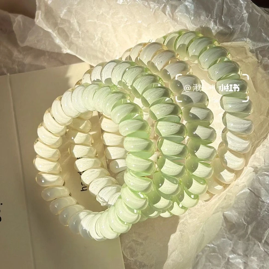 薄荷曼波系电话线果冻发圈高弹力电话线甜美无痕发绳耐用皮筋头绳
