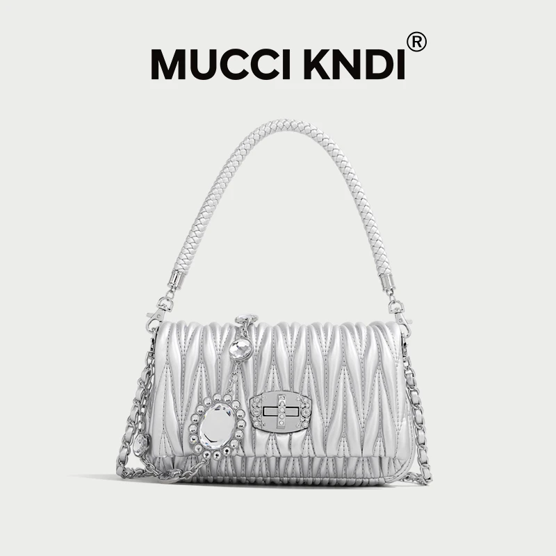 【MUCCI KNDI】新款褶皱腋下法棍包斜挎手提单肩包MK-2118