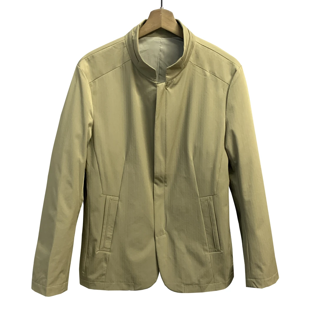 车【商务行政风】锦氨面料卡其色立领夹克拉链秋冬外套3004-56