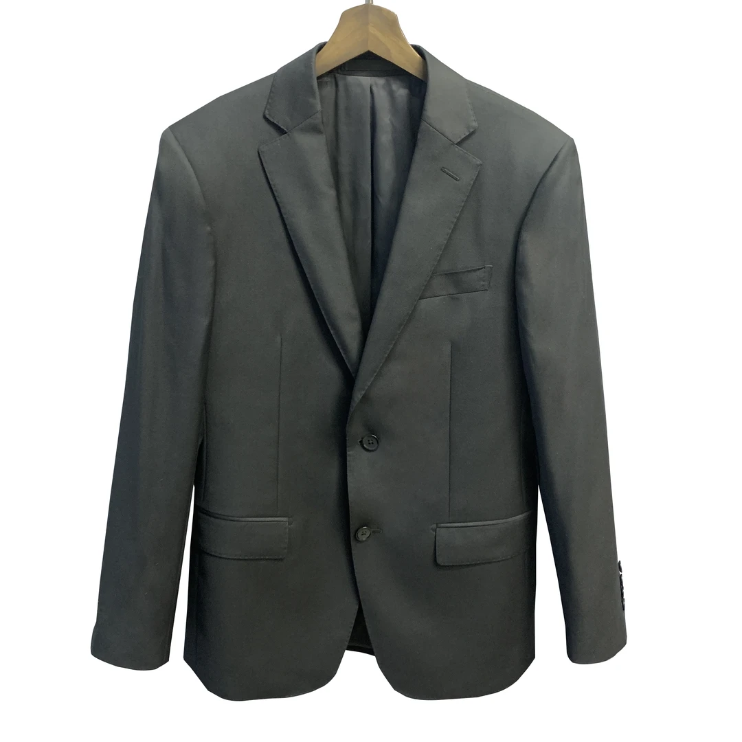 鸟【基础款】黑色美丽诺羊毛平驳领单排2扣单叉四季精纺单西XZ122