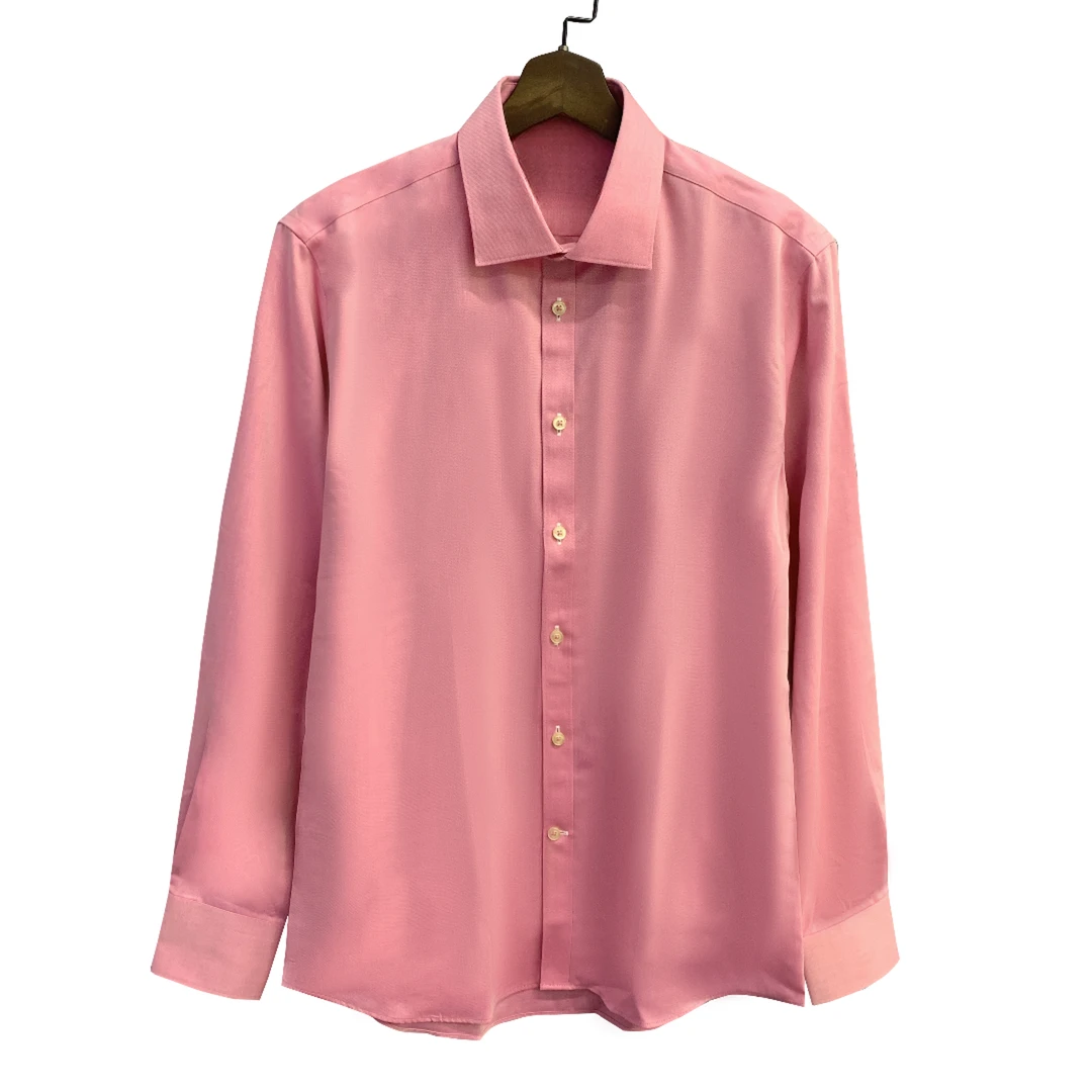 恺樱花粉净版100长绒棉长袖衬衫商务休闲男款CS166