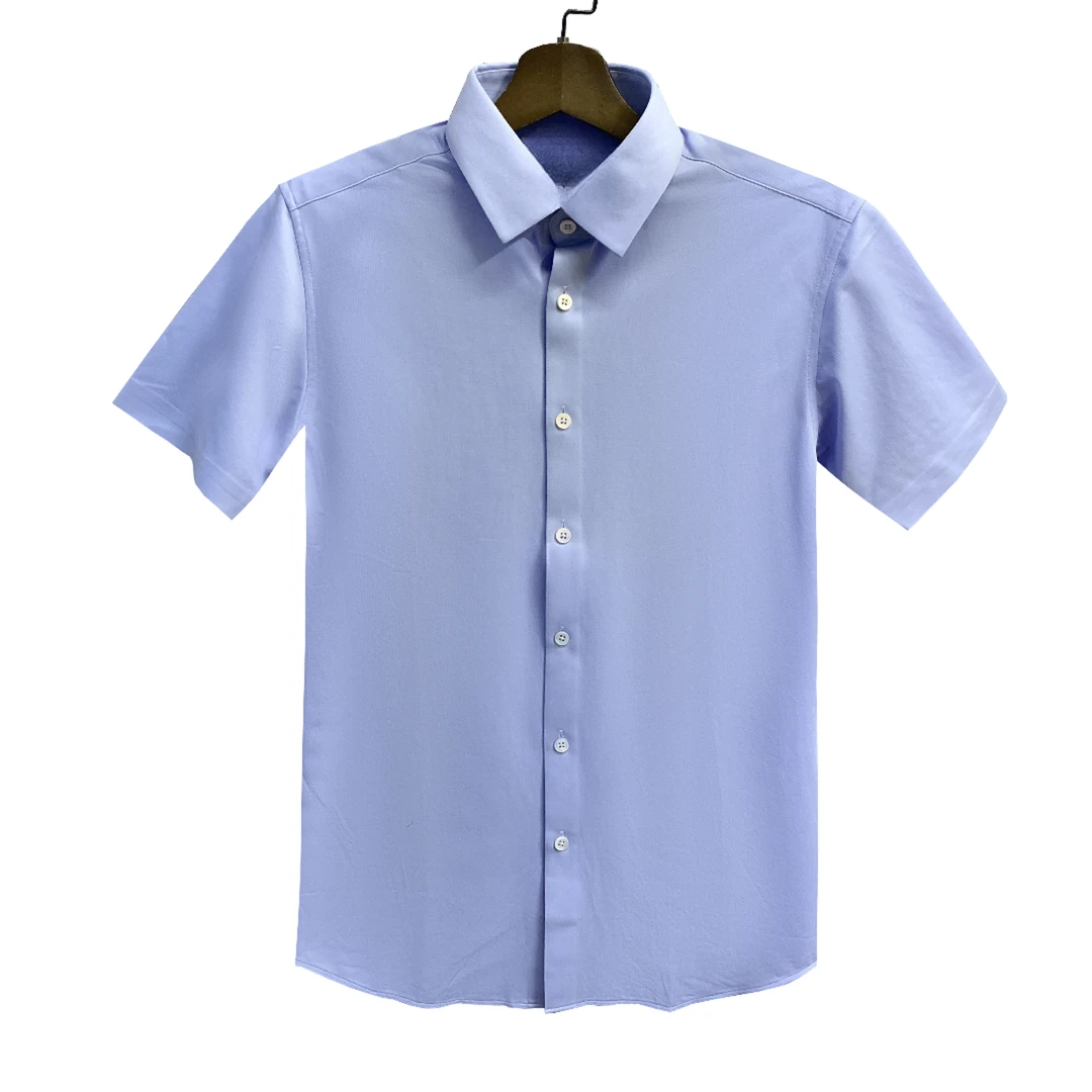 鸟【差旅免烫防水】浅蓝色百搭男士春夏薄款短袖休闲职业衬衫CS261