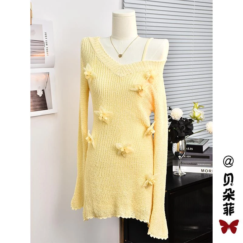 舒芙蕾轻法风针织连衣裙女秋季2024新款高级感内搭毛衣裙子两件套