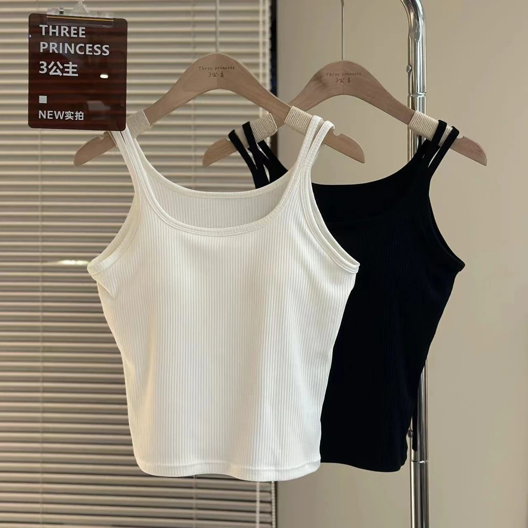 3公主「云朵棉美背」舒适透气内搭背心打底上衣2024新款女装吊带衫