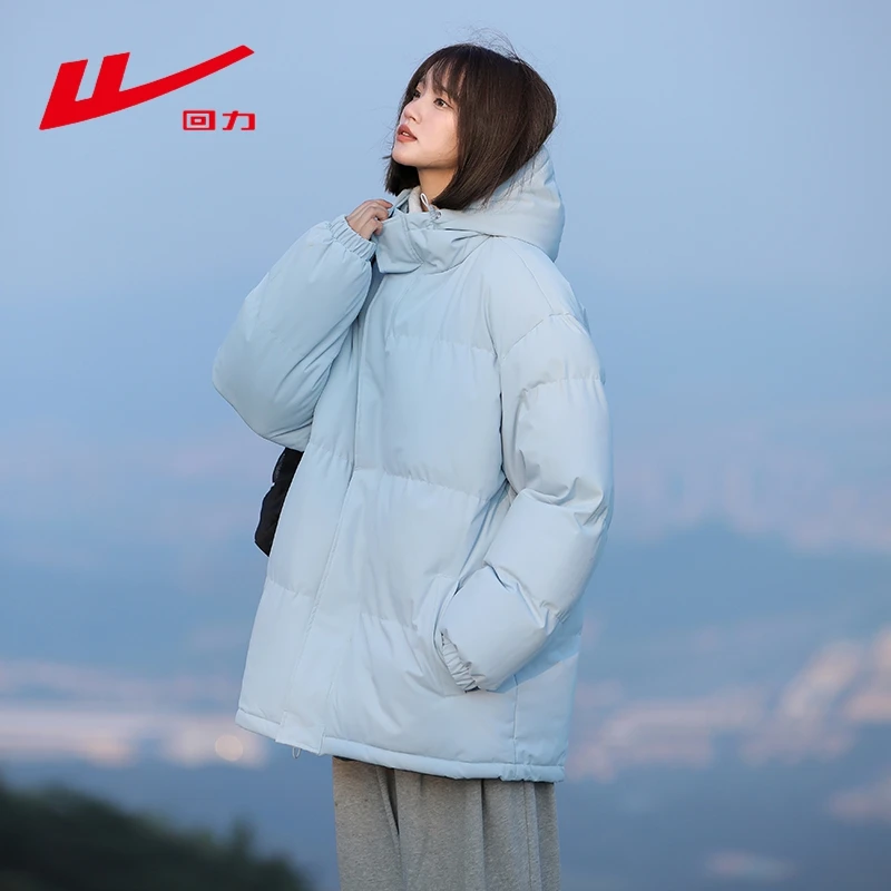 Warrior/回力美式连帽棉服冬天外套男女冬季加厚棉衣宽松保暖棉袄
