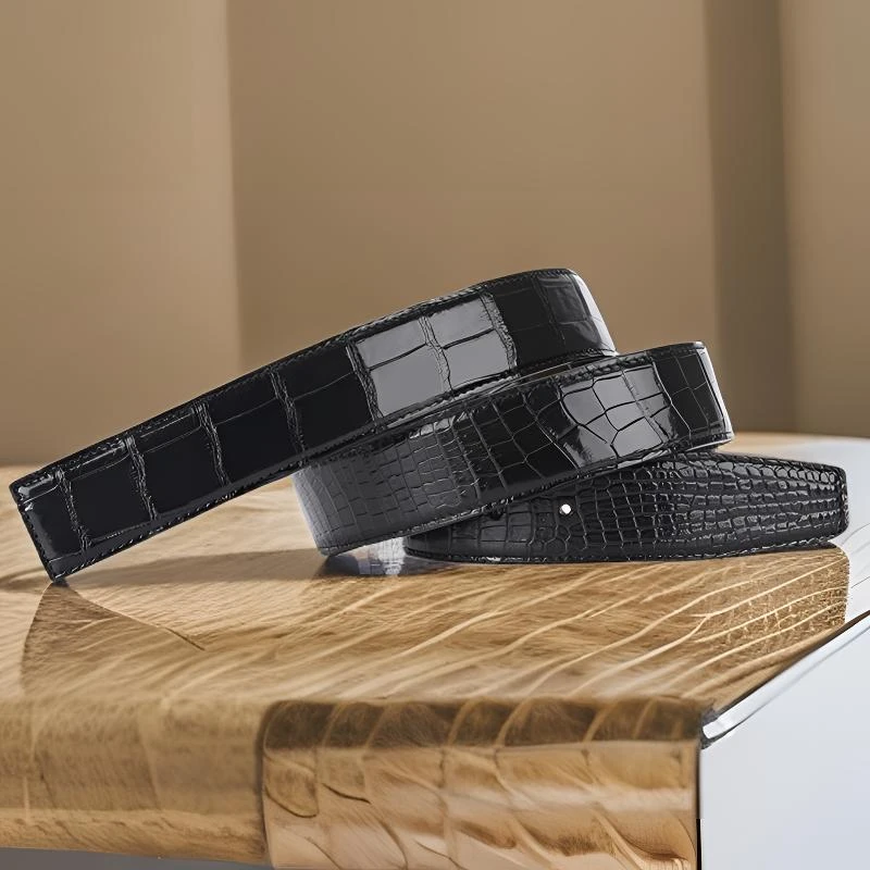【双面鳄鱼皮】泰国暹罗鳄鱼皮带哑光双面轻奢平滑扣鳄鱼真皮腰带