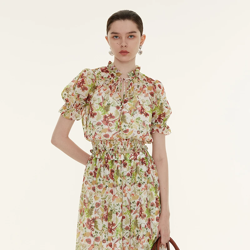 [欧莉专属]Caroline夏季新款雪纺衫ECRQ415A