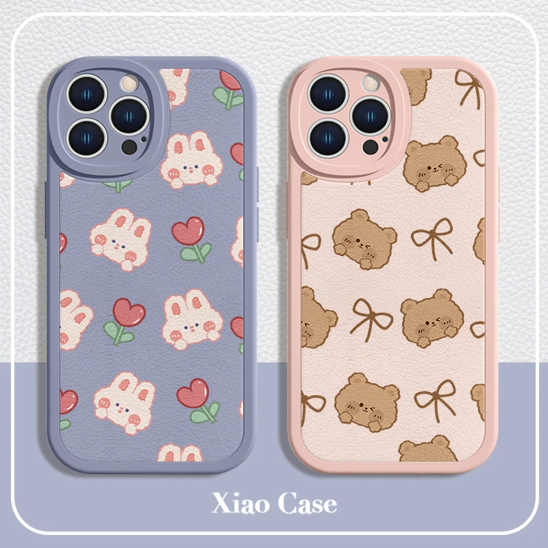 适用苹果14promax手机壳iPhone13兔子可爱12pro蝴蝶结14plus小熊1