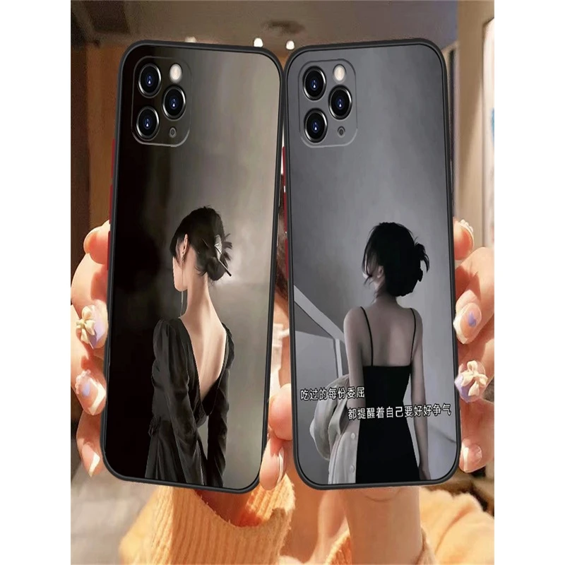 创意新款背影女孩适用苹果12手机壳11iPhone13Promax肤感硅胶全包