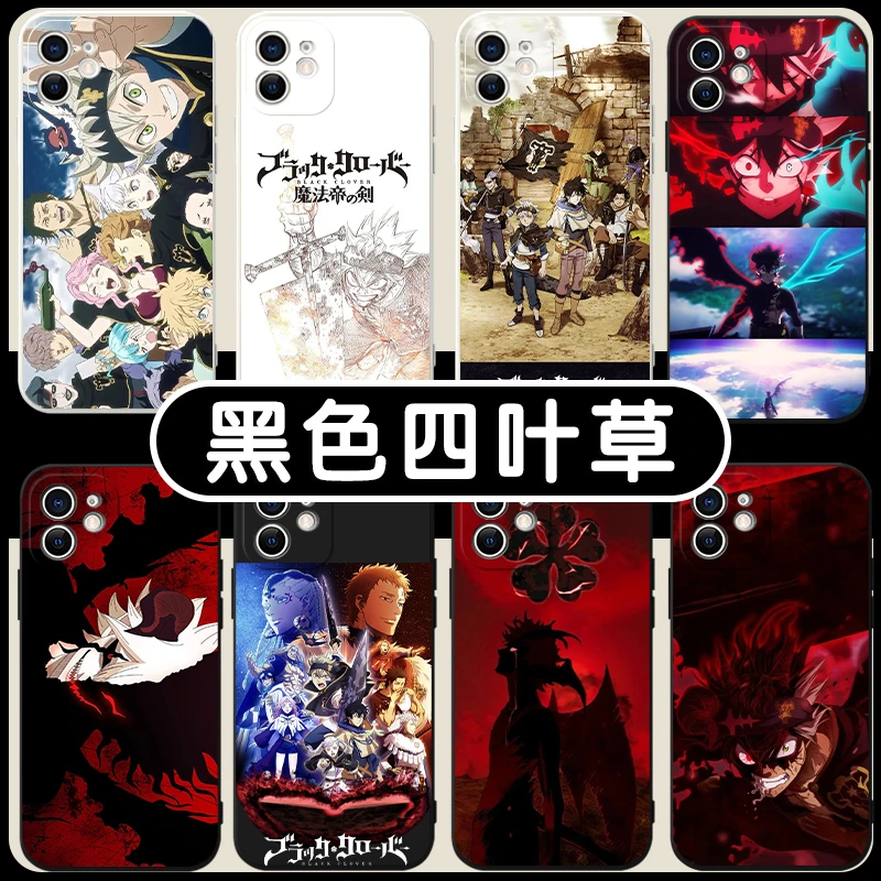 黑色四叶草手机壳苹果14华为mate40动漫iPhone13promax日漫OPPO五