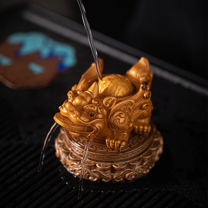 旋转变色喷水貔貅茶宠摆件高档精品可养茶玩茶桌茶具配件创意装饰