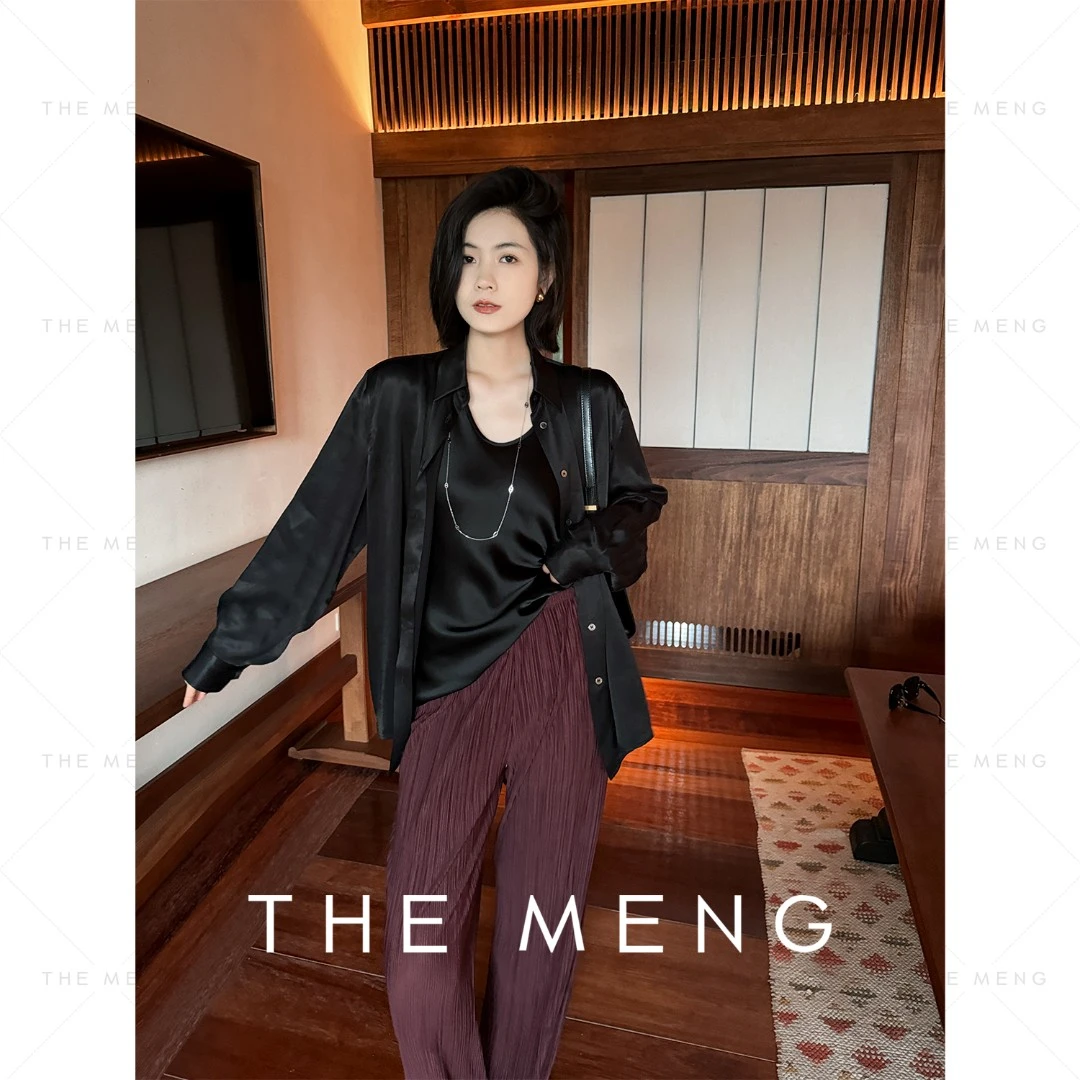 THE MENG【逐梦】铜氨丝简约垂感纯色休闲气质长款衬衫#M241B007