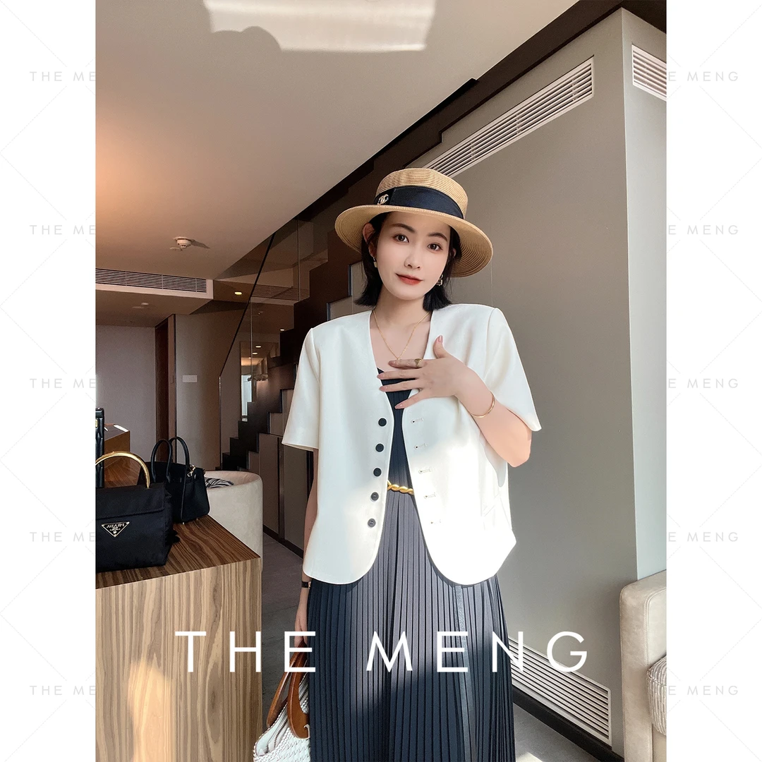THE MENG【可可小姐】优雅减龄极简通勤休闲短袖西装#SX7658