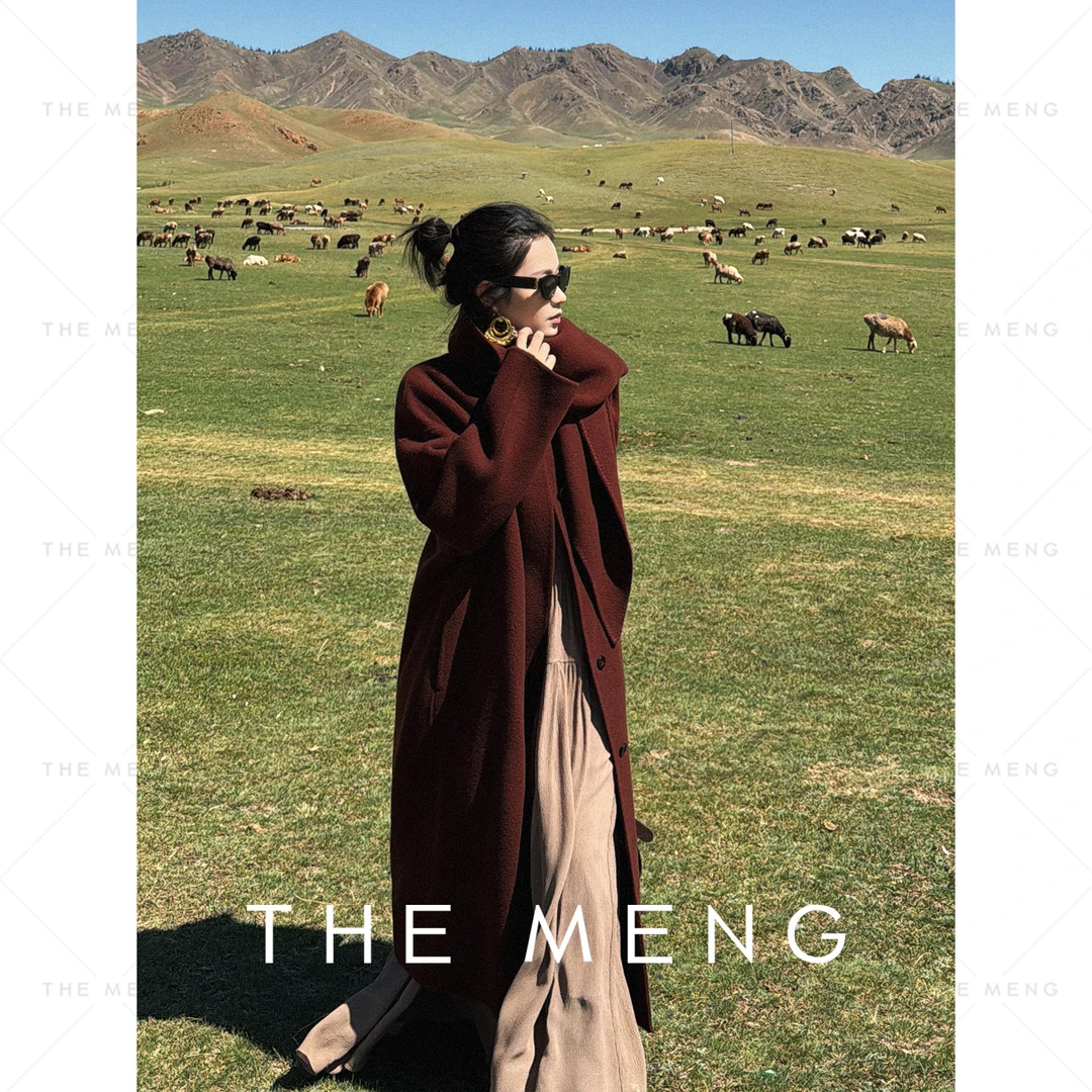 THE MENG【波士顿】山羊绒美丽诺绵羊毛极简通勤毛呢大衣#M243K0038