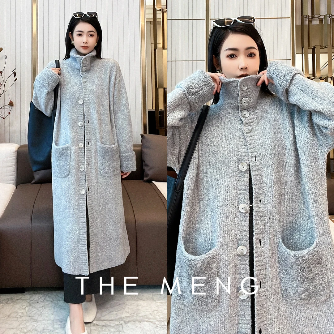 THE MENG【时间煮雨】绵羊毛慵懒休闲设计感长款开衫#WA3718